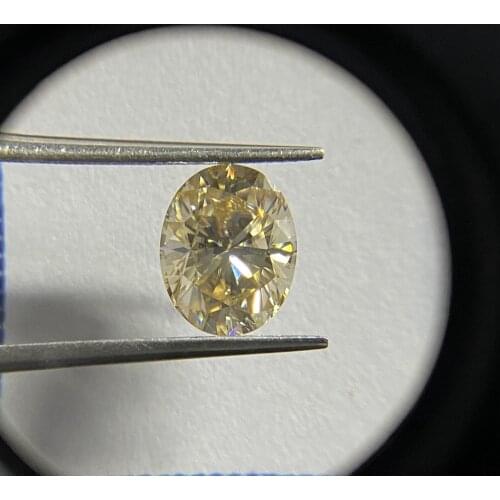 GRA Lab Grown Moissanite Oval Cut 12X10mm 6.5cts Light Yellow Diamond for Wedding Ring