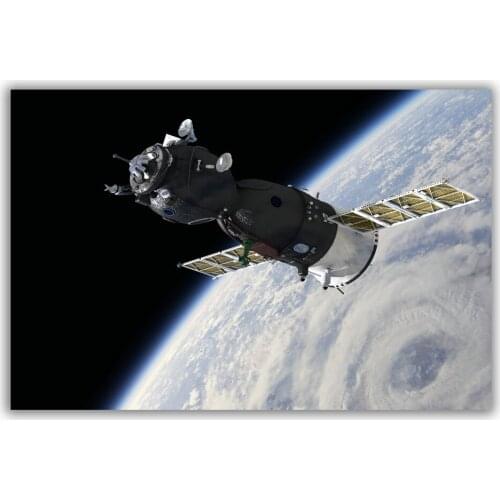 HT017 Spectacular Universe Earth And Moon Space Station Astronaut Silk Fabric Poster Art Decor Indoor Painting Gift