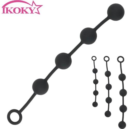 IKOKY Extra Long Huge Anal Plug Butt Stimulation Sex Toys For Woman Men Anal Toys Pull Anal Beads G-spot Vestibular Anal Plug