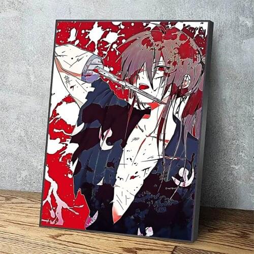 Canvas HD Printed Red Cool Man Painting Eat Japan Anime Wall Art Poster Home Gift Decor Pictures Living Room Modular Framework