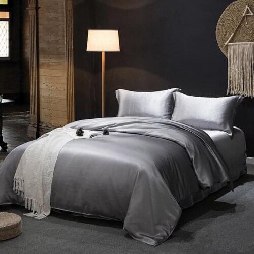 100% Mulberry Silk 19 mm Seamless Wine Red Champagne Gray Color King size Sheet Duvet Cover Pillowcases 6 PCs Set customize MS01