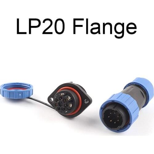 LP/SP20 IP68t Solderless Screw Crimp Aviation Plug&Socket 2-7 Pin Flange TYPE Waterproof Male Female Connectors Cable