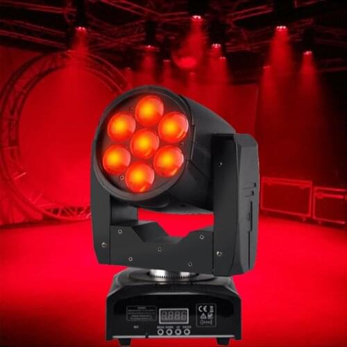 High Quality 7x12W Zoom Wash Lights Mini LED Wash Moving Head Light RGBW 4in1 Quad Professional DJ Disco DMX Stage Lighting