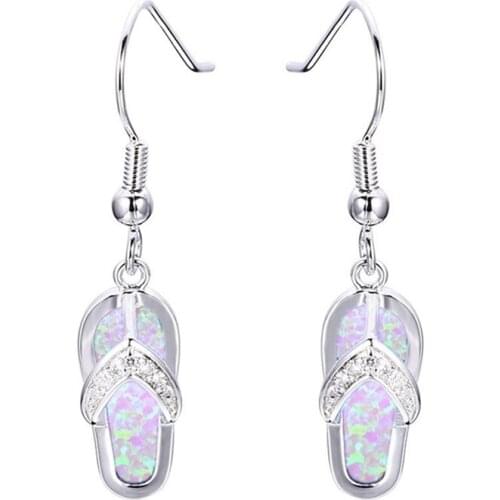 Fashion Women Long Dangle Earrings Cute Slipper Design Zircon Earrings Wedding Bohemian Jewelry Party