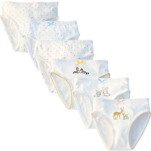 Sharely Sheep Little Girls Soft 100% Cotton Underwear Toddler Panties Kids Assorted White Briefs Hipster Unders (Pack of 6)