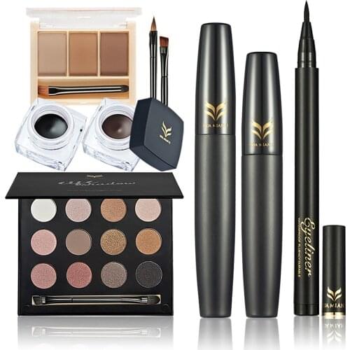 Makeup Set 12 Color eye shadow eyebrow Eyeliner Pencil Liquid mascara Make-up Tool Kit