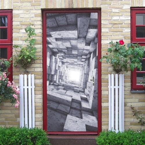 2pcs/set Stickers on the Doors Self Adhesive Wallpaper Wall Art Decals Vinyl Waterproof Removable Poster Home Design deursticker