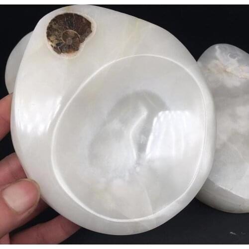 White jade ashtray natural stones and crystals healing quartz minerals polished gemstones bowl for fine home decoration