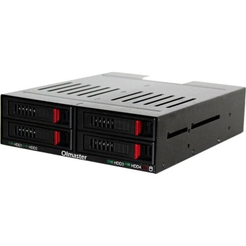 4 Bay 2.5” SATA Hard Drive Mobile Rack Mount for 5.25" Drive Bays, for HDD SSD Enclosure w/Led Indicator Built-In Fan