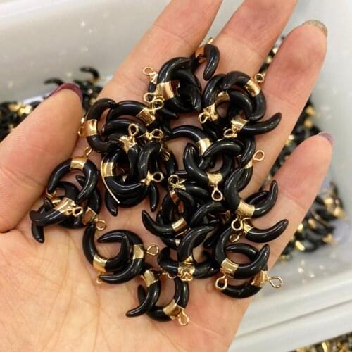 2pcs/lot Natural Agates Stone Pendant Fashion Crescent Shape Loose Pendant for Making DIY Jewelry Necklace Accessories 16x17mm