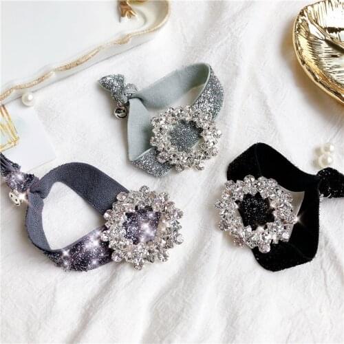 Korea Flower Rhinestone Hair Accessories Hair Bows Elastic Hair Bands Rubber Band Headbands For Girls Shinny Crystal Hair Tie