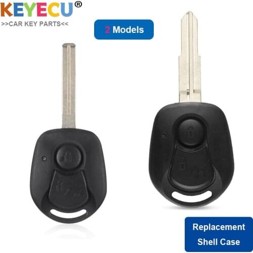 KEYECU Remote Control Car Key Shell Case Cover for Ssangyong Actyon SUV Kyron Rexton, Replacement Fob 2 Buttons - Uncut Blade