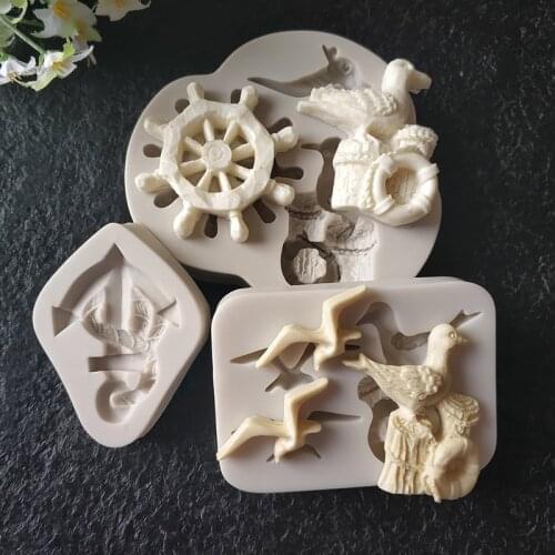 Cake Tools anchor boat silicone mold sea wave chain rope Decorating Seagull Lifebuoy Chocolate Cake Decoration Tool KLM-00118