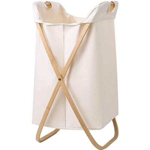 Nordic bamboo fabric folding laundry basket modern simple bathroom organizer wear-resistant breathable household storage box