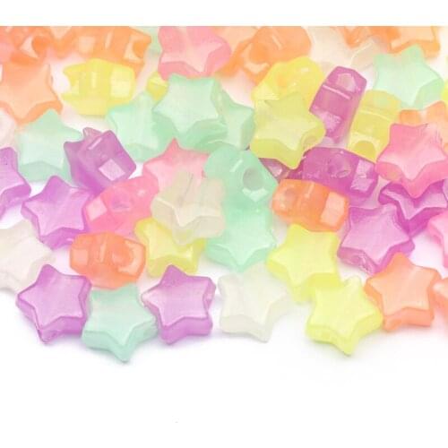 12mm Mixed Transparent Luminous Beads Star Acrylic Beads Loose Spacer Beads For Jewelry Making DIY Handmade Bracelet Necklace