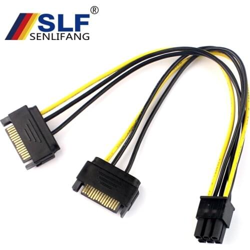 Extension Cables Wire 20cm Male to 6Pin Female PCI-Express Card Graphics Video for Miner Power Cable Dual SATA 15Pin