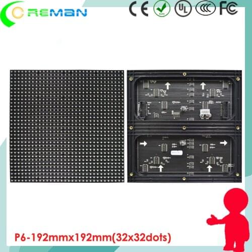 Indoor interior high brightness SMD 3528 full color 192mm x 192mm p6 led screen module price