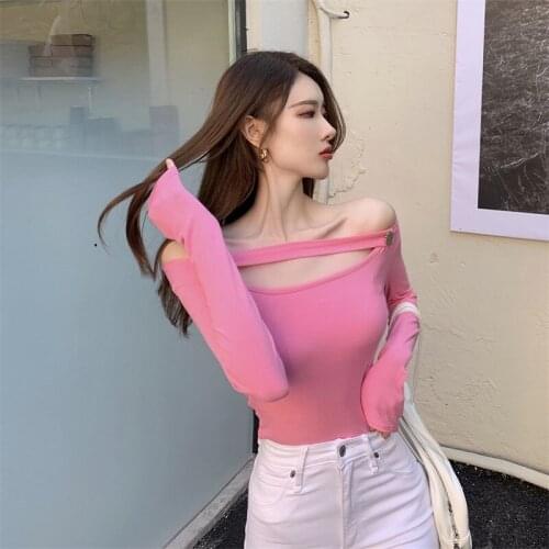 Sexy t shirt Women 2021 Deep V-Neck Halter Sleeveless Solid Color Tshirt Women Autumn Punk Club Button Street Style Crop Corset