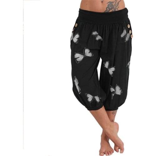 Spring Summer Goth High Waist Oversized Plus Size Harem Pants Women 2021 Butterfly Pattern Casual Print Fashion Loose Trousers