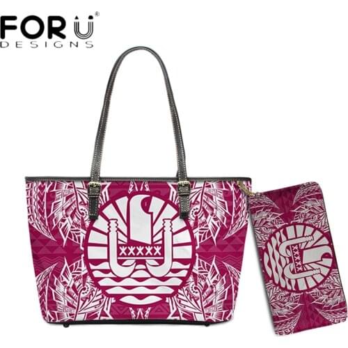 FORUDESIGNS New Style Female PU Leather Handbag And Wallets Tahiti Polynesian Tribal Printed Brand Designer Bolsa De Femme