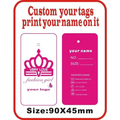 Crown custom women cloth tags ,print your logo on tags 500PCS 300gsm Paper DIY price tags, J4