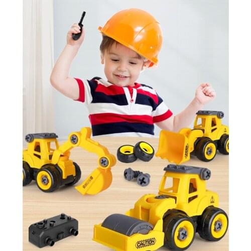 1 Set Mini Construction Truck Assemble Excavator Bulldozer Set Kids Toy Nut Disassembly Education Toy Car Model for Child