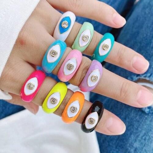 10pcs/lot Hot!!! Colorful enamel ring, plated eye shape enamel jewelry,new design women’s love rings wholesale
