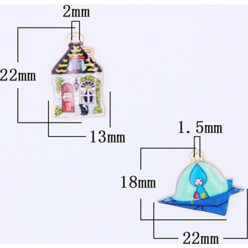 10pcs/lot House and Plane Dangle Handmade Enamel Charms Pendant DIY for Bracelet Necklace Bag