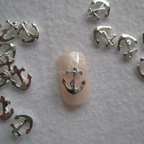 MD-657 10pcs Fancy Silver Anchor Deco Metal Charms Metal Deco Charms Nail Art