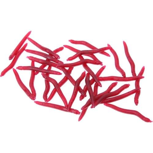 100pcs/lot Soft Plastic Fishing Lure Bait Bionic Red Worm 4cm Artficial Bait Bionic Worm Fishy smell for Fishing