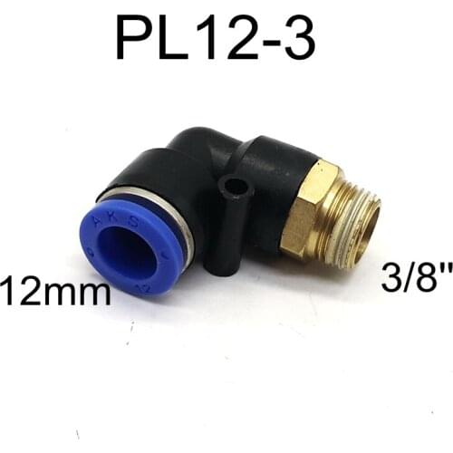 2pcs Elbow Air Fitthings 12mm Tube 3/8'' Male Thread Pneumatic Fittings PL12-3 Quick Plug in Fittings