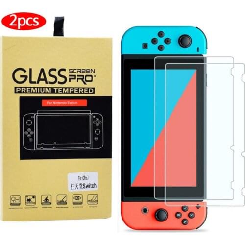 2PCS Tempered Film For Nintendo Switch Game Console Glass Screen Protector Hard Clear Protection Film With Screen Cleaning Kit