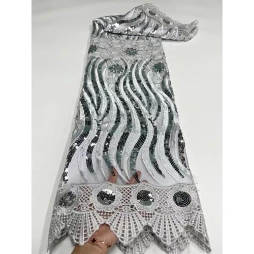 2021 High Quality Lace Heavy Sequins Embroidery African Lace Fabric French Tulle Lace Fabric Nigerian Mesh Lace Fabric For Dress