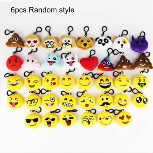 3/6/10 pcs Cute Cartoon Keychain Fur Ball Plush KeyChain Keyring Women Handbag Car Key Holder Bag Pendant Toys for Kids Gift