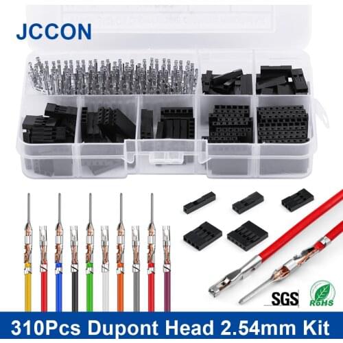 310PcsLot Dupont Head 2.54mm 1x1P 2P 3P 4P 5P 6P 8P Pin Head Connector Jumper Wire Housing Plug Male Female Terminal Assorted