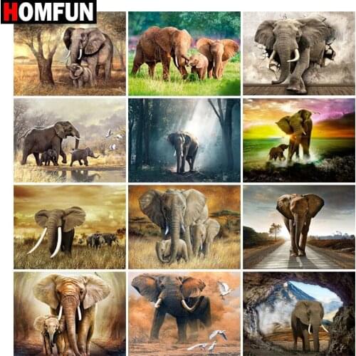 HOMFUN 5d Diamond Painting Full Square/Round "Animal elephant" Picture Of Rhinestone DIY Diamond Embroidery Home Decor