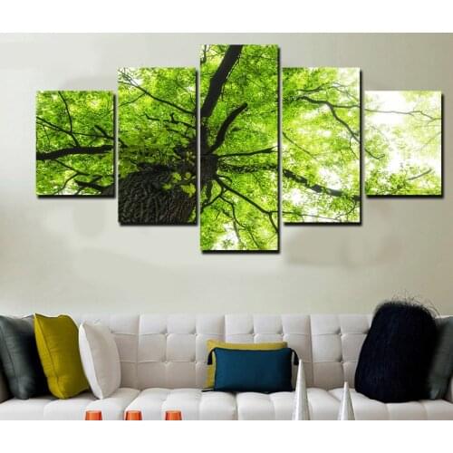 ArtSailing 5 piece HD Printed derevo listya vetka zelenyy Painting Canvas Print room decor print poster picture canvas ny-4378