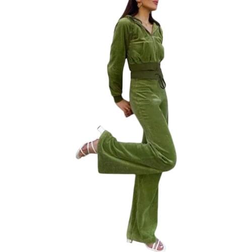 Velvet Tracksuit Women Two Piece Set Autumn Clothes Hooded Long Sleeve Coat Top and Pants Sports Jogger Suit Velour Womens Sets