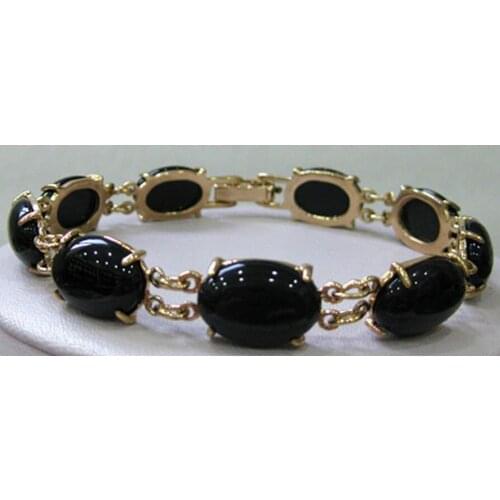 Free Shipping Wholesale Price !Free Shipping 10X14MM Bead Black Agates Bracelet