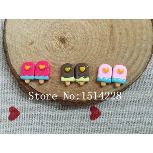 Free shipping!Mixed Resin mini heart Ice cream. Resin Flatback Cabochon for nail art/earring accessory,DIY .(small size 7*11mm)