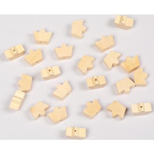 50Pcs Natural Color 13*18MM Creative Crown Wooden Beads DIY custom decoration Childrens Toys Bracelet Accessories