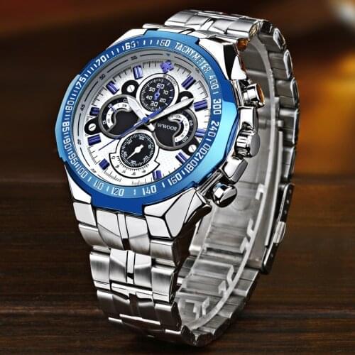 Mens Watches Top Brand Luxury WWOOR Fashion Big Dial Mens Wrist Watches Stainless Steel Male wristwatch reloj hombre 2019