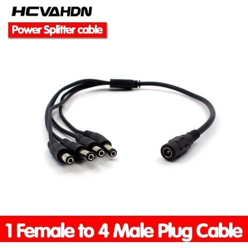 HCVAHDN Free Shipping 1 to 4 DC Power Splitter Adapter Cable CCTV Camera Cable for Security System