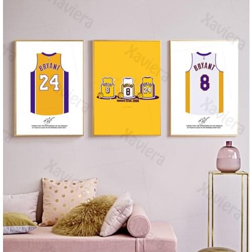 Kobe Bryant Basketball Uniform Canvas Painting for Interior Basketball Super Star Art Poster Home Decoration Boys Room Picture