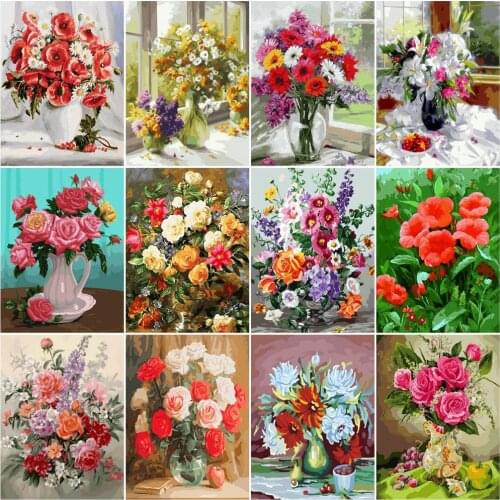 HUACAN Paint By Numbers Flower In Vase Drawing On Canvas HandPainted Painting Art Gift DIY Pictures By Number Kits Home Decor
