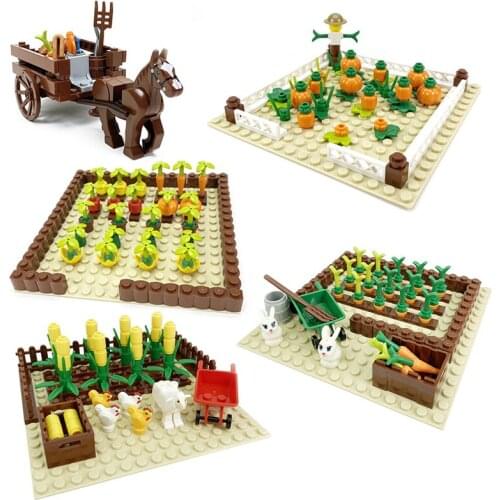 Creator Building Blocks Vegetable field fruit plantation crop farm Radish Pumpkin Pineapple Corn Tomato MOC Bricks DIY Toys
