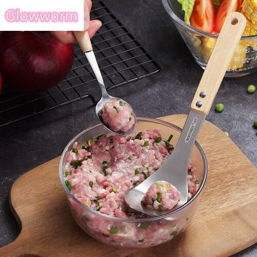 Glowworm Creative Meatball Maker Spoon 304 Stainless Steel Meatball Mold Scoop Non-Stick Wooden Handle Kitchen Meat Ball Tools