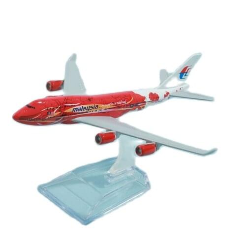 Malaysia Airlines B747 Red Flower Airplane Diecast Aircraft Model 6" Metal Aeroplane Office Decor Mini Moto Toys for Children