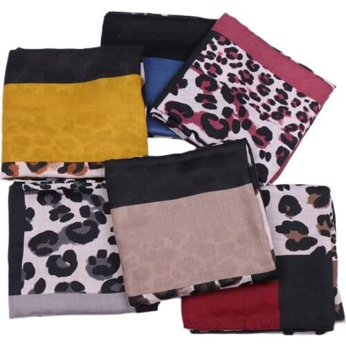 2020 Fashion Leopard Patchwork Viscose Shawl Scarf Lady High Quality Print Soft Pashmina Stole Wrap Muslim Hijab Sjaal 180*90Cm