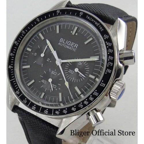 High Quality Dress 40mm Mens Watch With Automatic Mens Watch Leather Strap Grey Dial